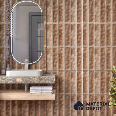 Faux Subway Wall Tile TL 07184 Tikal Cosmo Brunette 1 ft x 1 ft Glossy Finish Ceramic Tile - 10 mm | Suitable For Kitchen & Bathroom