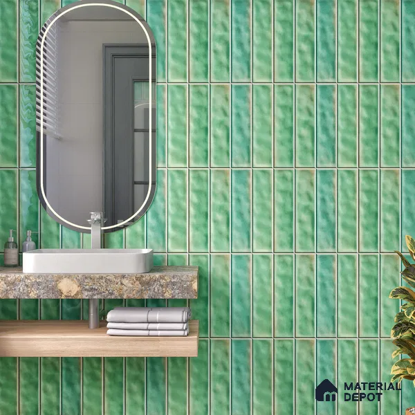 Faux Subway Wall Tile TL 07184 B Tikal Cosmo Fern 1 ft x 1 ft Glossy Finish Ceramic Tile - 10 mm | Suitable For Kitchen & Bathroom