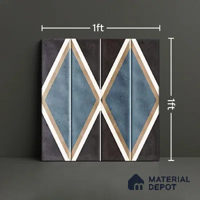 Faux Subway Wall Tile TL 07184 G Tikal Cosmo Sepia Decor 1 ft x 1 ft Glossy Finish Ceramic Tile - 10 mm | Suitable For Kitchen & Bathroom