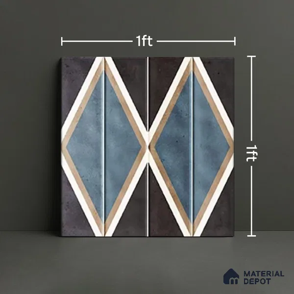 Faux Subway Wall Tile TL 07184 G Tikal Cosmo Sepia Decor 1 ft x 1 ft Glossy Finish Ceramic Tile - 10 mm | Suitable For Kitchen & Bathroom