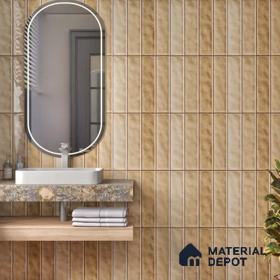 Faux Subway Wall Tile TL 07184 H Tikal Cosmo Sepia 1 ft x 1 ft Glossy Finish Ceramic Tile - 10 mm | Suitable For Kitchen & Bathroom