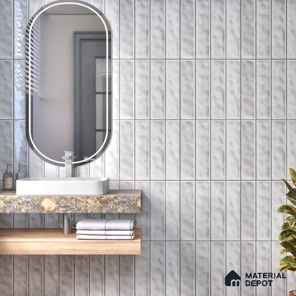 Faux Subway Wall Tile TL 07184 I Tikal Cosmo Snow 1 ft x 1 ft Glossy Finish Ceramic Tile - 10 mm | Suitable For Kitchen & Bathroom