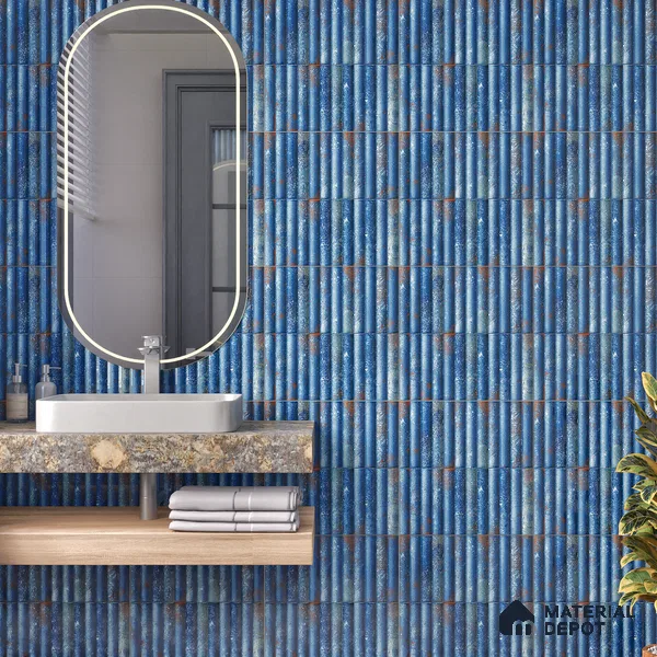 TL 07174 Bumpy Cosmo Avio 1 ft x 1 ft Glossy Finish Ceramic Tile - 10 mm | Please Expect a Slight Variation of Pattern