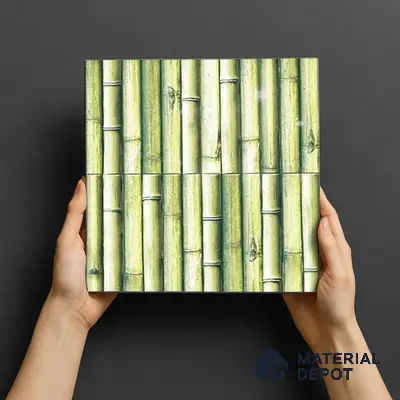 TL 07174 B Bumpy Cosmo Bamboo Teal 1 ft x 1 ft Glossy Finish Ceramic Tile - 10 mm | Please Expect a Slight Variation of Pattern