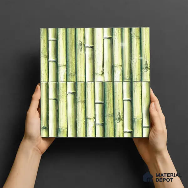 TL 07174 B Bumpy Cosmo Bamboo Teal 1 ft x 1 ft Glossy Finish Ceramic Tile - 10 mm | Please Expect a Slight Variation of Pattern