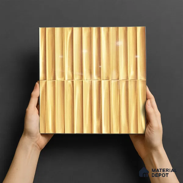 TL 07174 C Bumpy Cosmo Carmel 1 ft x 1 ft Glossy Finish Ceramic Tile - 10 mm | Please Expect a Slight Variation of Pattern