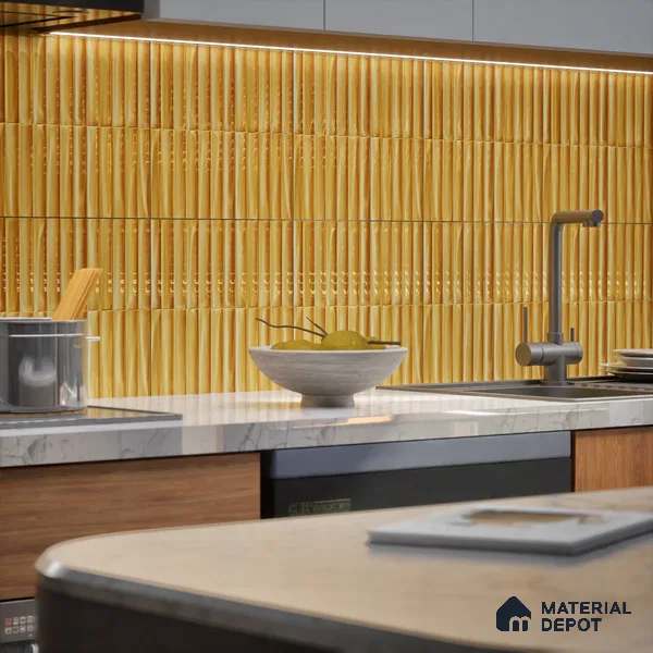 TL 07174 C Bumpy Cosmo Carmel 1 ft x 1 ft Glossy Finish Ceramic Tile - 10 mm | Please Expect a Slight Variation of Pattern