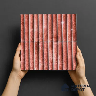 TL 07174 G Bumpy Cosmo Merlot 1 ft x 1 ft Glossy Finish Ceramic Tile - 10 mm | Please Expect a Slight Variation of Pattern