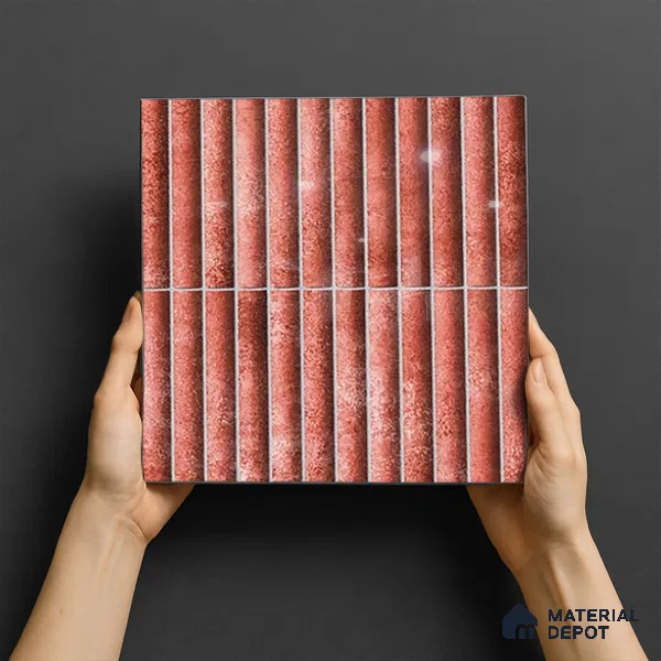TL 07174 G Bumpy Cosmo Merlot 1 ft x 1 ft Glossy Finish Ceramic Tile - 10 mm | Please Expect a Slight Variation of Pattern