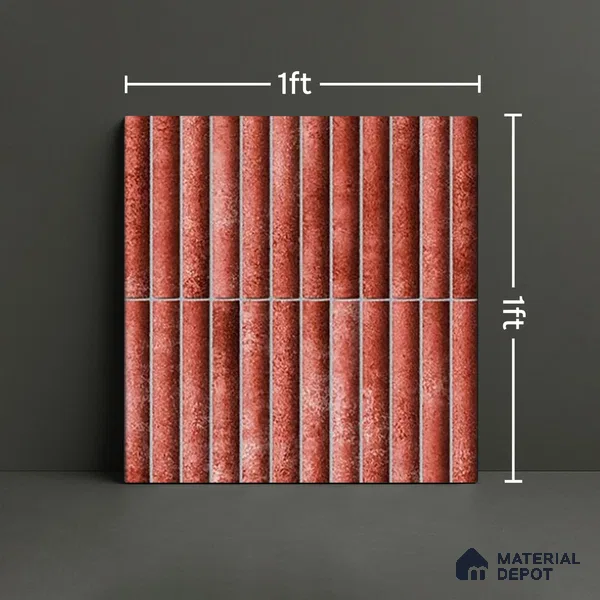 TL 07174 G Bumpy Cosmo Merlot 1 ft x 1 ft Glossy Finish Ceramic Tile - 10 mm | Please Expect a Slight Variation of Pattern