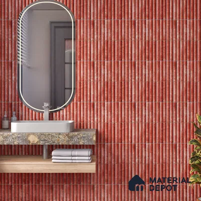 TL 07174 G Bumpy Cosmo Merlot 1 ft x 1 ft Glossy Finish Ceramic Tile - 10 mm | Please Expect a Slight Variation of Pattern