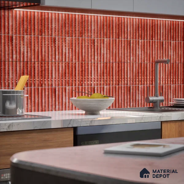 TL 07174 G Bumpy Cosmo Merlot 1 ft x 1 ft Glossy Finish Ceramic Tile - 10 mm | Please Expect a Slight Variation of Pattern