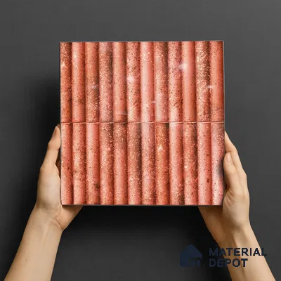 TL 07174 H Bumpy Cosmo Red 1 ft x 1 ft Glossy Finish Ceramic Tile - 10 mm | Please Expect a Slight Variation of Pattern
