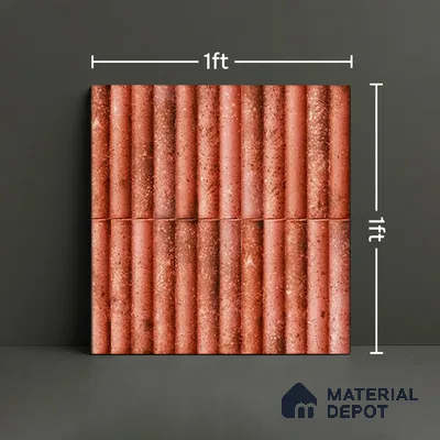 TL 07174 H Bumpy Cosmo Red 1 ft x 1 ft Glossy Finish Ceramic Tile - 10 mm | Please Expect a Slight Variation of Pattern