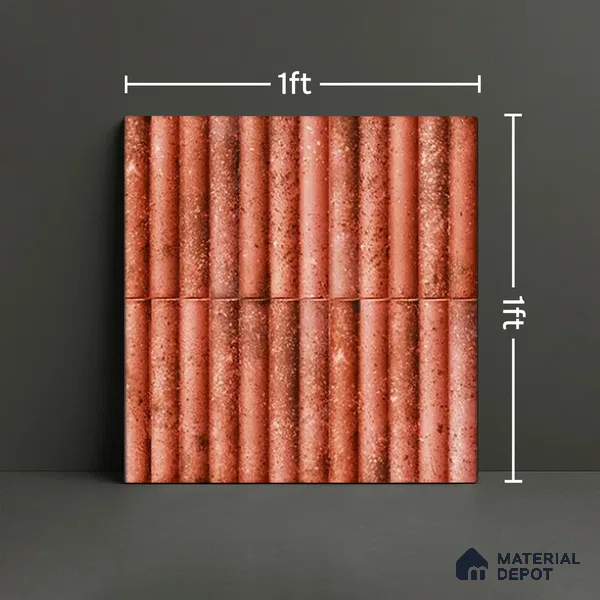 TL 07174 H Bumpy Cosmo Red 1 ft x 1 ft Glossy Finish Ceramic Tile - 10 mm | Please Expect a Slight Variation of Pattern