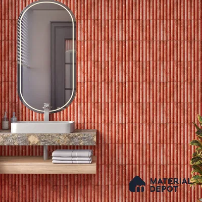 TL 07174 H Bumpy Cosmo Red 1 ft x 1 ft Glossy Finish Ceramic Tile - 10 mm | Please Expect a Slight Variation of Pattern