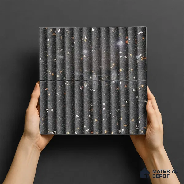 TL 07174 I Bumpy Cosmo Sable 1 ft x 1 ft Glossy Finish Ceramic Tile - 10 mm | Please Expect a Slight Variation of Pattern
