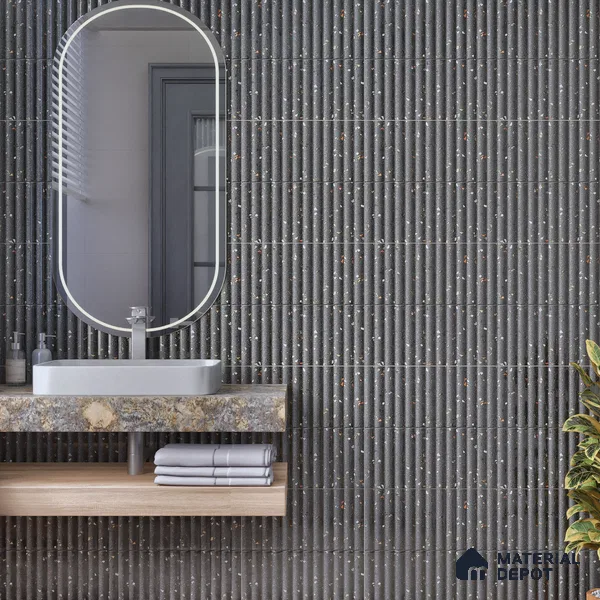 TL 07174 I Bumpy Cosmo Sable 1 ft x 1 ft Glossy Finish Ceramic Tile - 10 mm | Please Expect a Slight Variation of Pattern