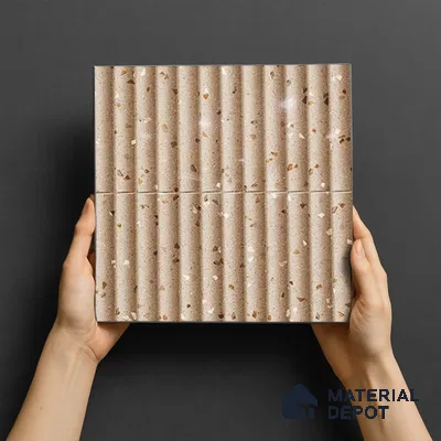 TL 07174 L Bumpy Cosmo Wheat 1 ft x 1 ft Glossy Finish Ceramic Tile - 10 mm | Please Expect a Slight Variation of Pattern