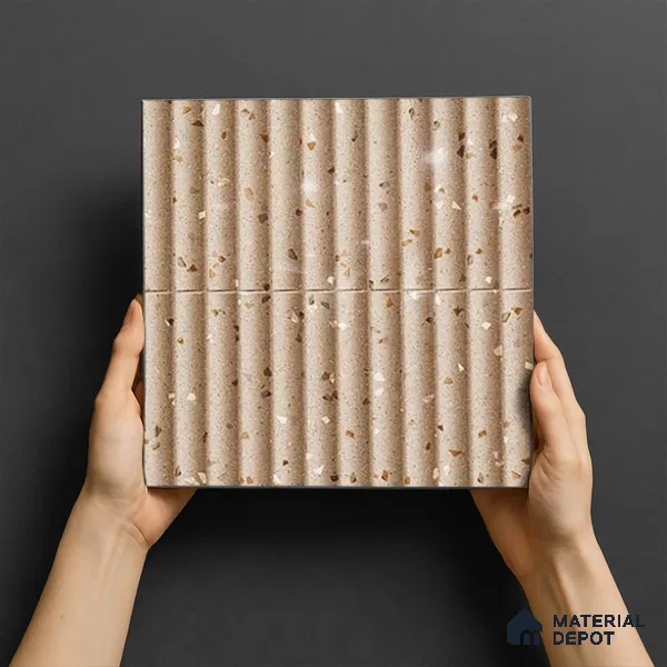 TL 07174 L Bumpy Cosmo Wheat 1 ft x 1 ft Glossy Finish Ceramic Tile - 10 mm | Please Expect a Slight Variation of Pattern
