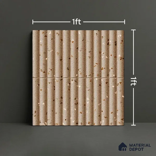 TL 07174 L Bumpy Cosmo Wheat 1 ft x 1 ft Glossy Finish Ceramic Tile - 10 mm | Please Expect a Slight Variation of Pattern