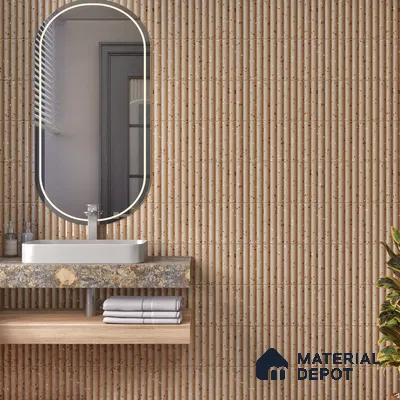 TL 07174 L Bumpy Cosmo Wheat 1 ft x 1 ft Glossy Finish Ceramic Tile - 10 mm | Please Expect a Slight Variation of Pattern