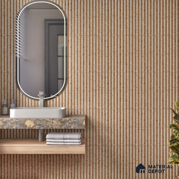 TL 07174 L Bumpy Cosmo Wheat 1 ft x 1 ft Glossy Finish Ceramic Tile - 10 mm | Please Expect a Slight Variation of Pattern