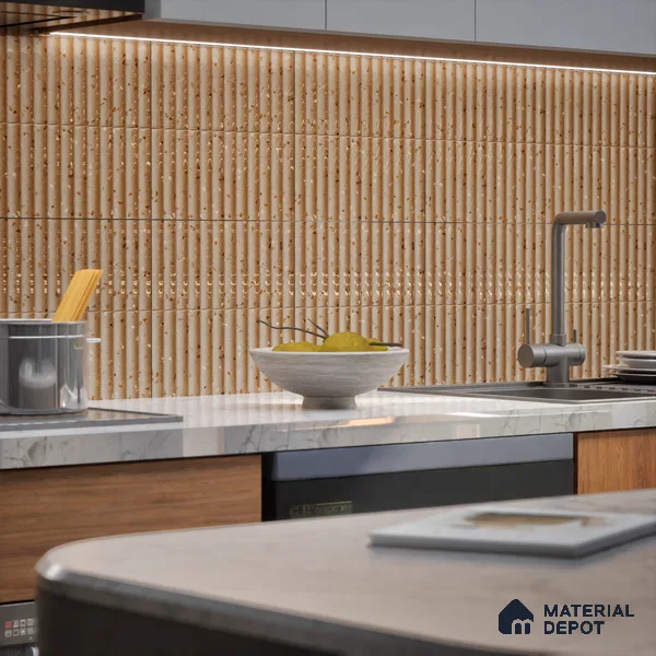 TL 07174 L Bumpy Cosmo Wheat 1 ft x 1 ft Glossy Finish Ceramic Tile - 10 mm | Please Expect a Slight Variation of Pattern