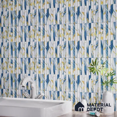TL 07172 Bissel Cosmo Avio 1 ft x 1 ft Glossy Finish Ceramic Tile - 10 mm | Please Expect a Slight Variation of Pattern