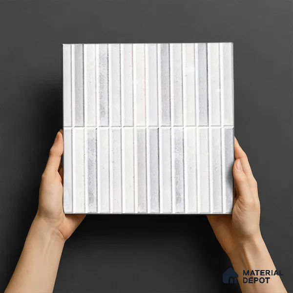 TL 07172 B Bissel Cosmo Bianco 1 ft x 1 ft Glossy Finish Ceramic Tile - 10 mm | Please Expect a Slight Variation of Pattern