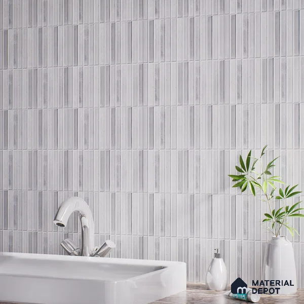 TL 07172 B Bissel Cosmo Bianco 1 ft x 1 ft Glossy Finish Ceramic Tile - 10 mm | Please Expect a Slight Variation of Pattern
