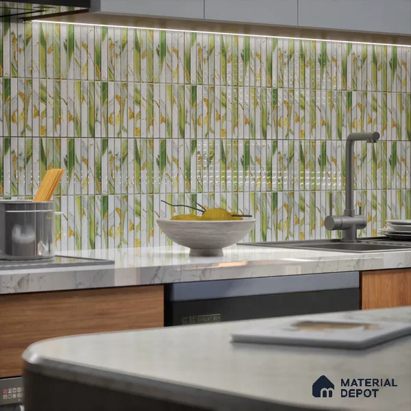 TL 07172 C Bissel Cosmo Curry 1 ft x 1 ft Glossy Finish Ceramic Tile - 10 mm | Please Expect a Slight Variation of Pattern