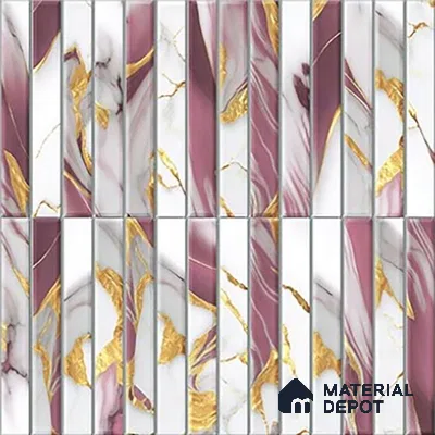TL 07172 D Bissel Cosmo Damson 1 ft x 1 ft Glossy Finish Ceramic Tile - 10 mm | Please Expect a Slight Variation of Pattern
