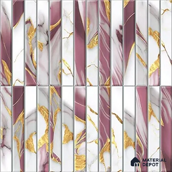 TL 07172 D Bissel Cosmo Damson 1 ft x 1 ft Glossy Finish Ceramic Tile - 10 mm | Please Expect a Slight Variation of Pattern