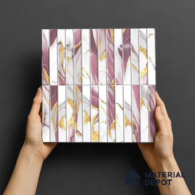 TL 07172 D Bissel Cosmo Damson 1 ft x 1 ft Glossy Finish Ceramic Tile - 10 mm | Please Expect a Slight Variation of Pattern