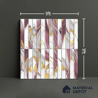 TL 07172 D Bissel Cosmo Damson 1 ft x 1 ft Glossy Finish Ceramic Tile - 10 mm | Please Expect a Slight Variation of Pattern