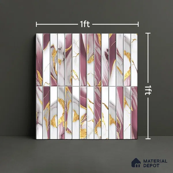 TL 07172 D Bissel Cosmo Damson 1 ft x 1 ft Glossy Finish Ceramic Tile - 10 mm | Please Expect a Slight Variation of Pattern