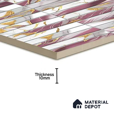 TL 07172 D Bissel Cosmo Damson 1 ft x 1 ft Glossy Finish Ceramic Tile - 10 mm | Please Expect a Slight Variation of Pattern