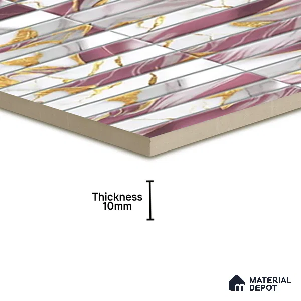 TL 07172 D Bissel Cosmo Damson 1 ft x 1 ft Glossy Finish Ceramic Tile - 10 mm | Please Expect a Slight Variation of Pattern