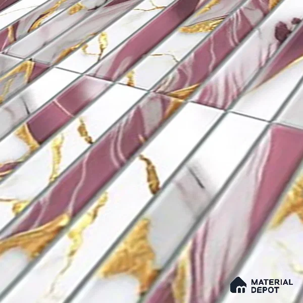 TL 07172 D Bissel Cosmo Damson 1 ft x 1 ft Glossy Finish Ceramic Tile - 10 mm | Please Expect a Slight Variation of Pattern