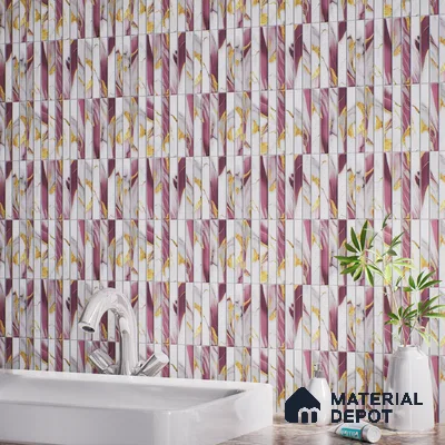 TL 07172 D Bissel Cosmo Damson 1 ft x 1 ft Glossy Finish Ceramic Tile - 10 mm | Please Expect a Slight Variation of Pattern