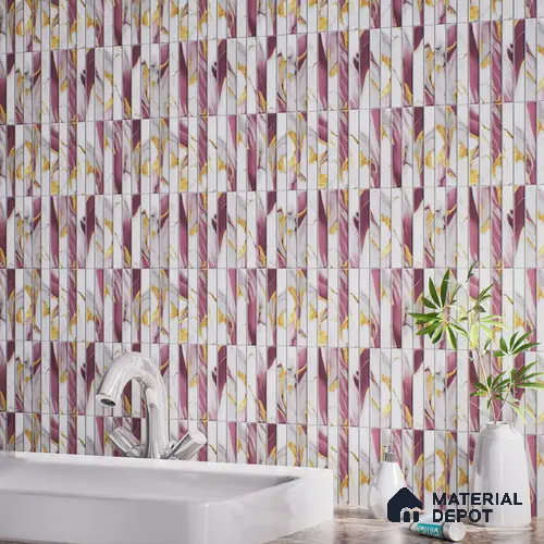 TL 07172 D Bissel Cosmo Damson 1 ft x 1 ft Glossy Finish Ceramic Tile - 10 mm | Please Expect a Slight Variation of Pattern