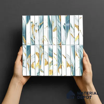 TL 07172 E Bissel Cosmo Denim 1 ft x 1 ft Glossy Finish Ceramic Tile - 10 mm | Please Expect a Slight Variation of Pattern