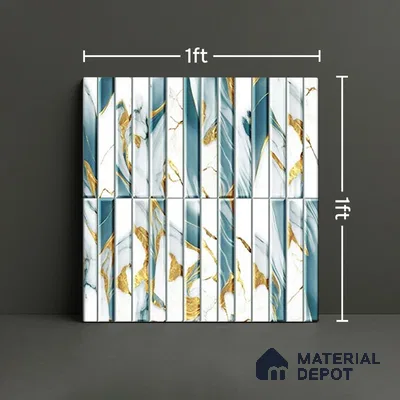 TL 07172 E Bissel Cosmo Denim 1 ft x 1 ft Glossy Finish Ceramic Tile - 10 mm | Please Expect a Slight Variation of Pattern