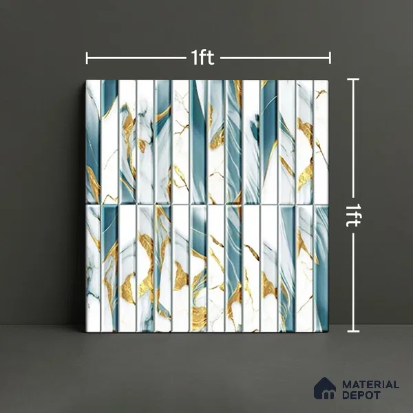 TL 07172 E Bissel Cosmo Denim 1 ft x 1 ft Glossy Finish Ceramic Tile - 10 mm | Please Expect a Slight Variation of Pattern