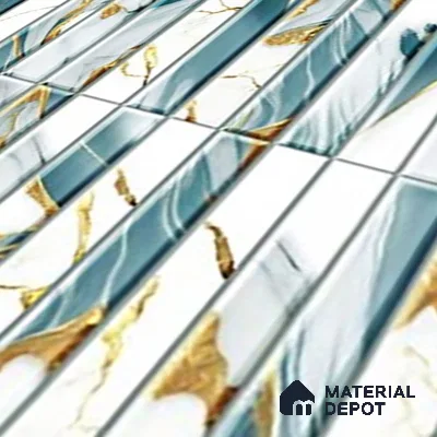 TL 07172 E Bissel Cosmo Denim 1 ft x 1 ft Glossy Finish Ceramic Tile - 10 mm | Please Expect a Slight Variation of Pattern