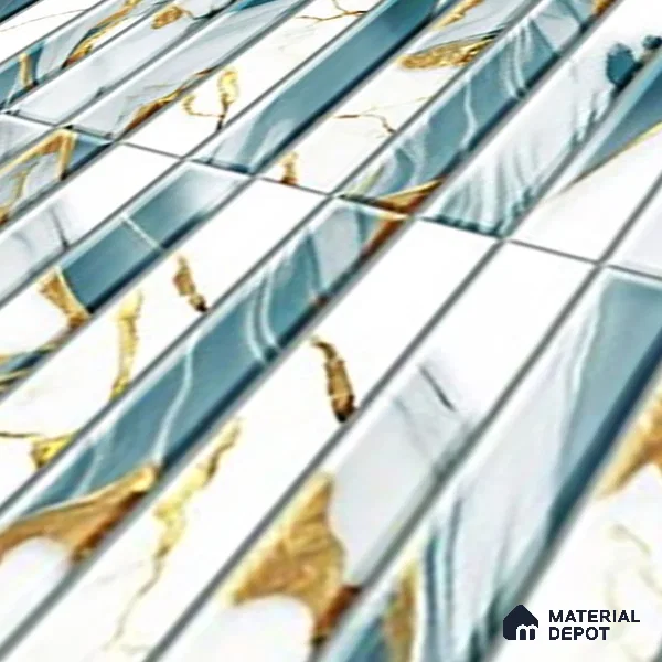 TL 07172 E Bissel Cosmo Denim 1 ft x 1 ft Glossy Finish Ceramic Tile - 10 mm | Please Expect a Slight Variation of Pattern