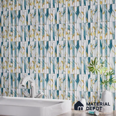 TL 07172 E Bissel Cosmo Denim 1 ft x 1 ft Glossy Finish Ceramic Tile - 10 mm | Please Expect a Slight Variation of Pattern
