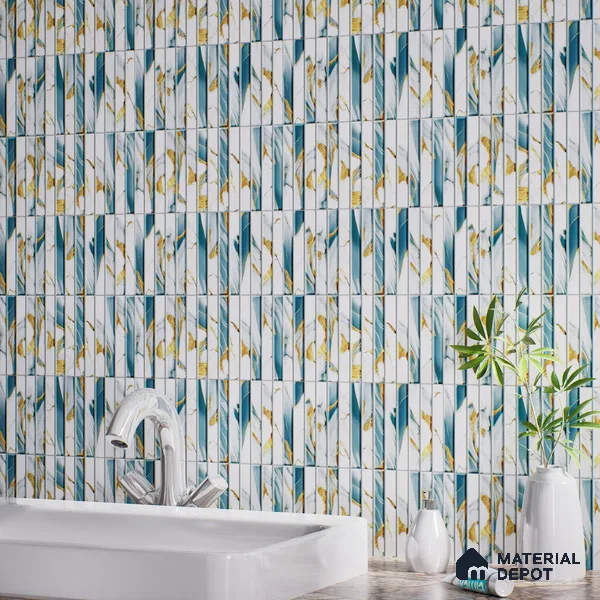 TL 07172 E Bissel Cosmo Denim 1 ft x 1 ft Glossy Finish Ceramic Tile - 10 mm | Please Expect a Slight Variation of Pattern