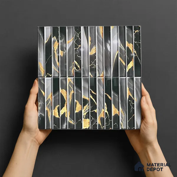 TL 07172 F Bissel Cosmo Kohl 1 ft x 1 ft Glossy Finish Ceramic Tile - 10 mm | Please Expect a Slight Variation of Pattern